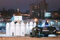 Vitebsk, Belarus. Winter View Of Church Of Annunciation And Wooden Church Of St. Alexander Nevsky In Night Illuminations