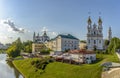 View from the October bridge on the buildings located on the opposite Bank of the river Vitba