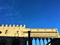 Viterbo, an ancient city in Lazio region, Italy. Historic building details, art, sky and birds