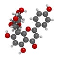 Vitexin passion flower molecule. 3D rendering. Atoms are represented as spheres with conventional color coding: hydrogen white,