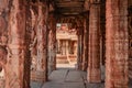Vithala temple hampi ruins interior antique stone art from unique angle