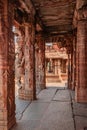 Vithala temple hampi ruins interior antique stone art from unique angle Royalty Free Stock Photo