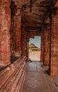 Vithala temple hampi ruins interior antique stone art from unique angle Royalty Free Stock Photo