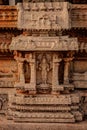 Vithala temple hampi ruins interior antique stone art from unique angle Royalty Free Stock Photo