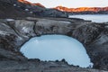 Viti geothermal warm turquoise crater lake and Oskjuvatn lake in Askja caldera Royalty Free Stock Photo
