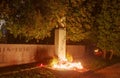 Vitkovice cemetery with decorations and candles burning on the world war one and two during the All Saints Day in CZ Royalty Free Stock Photo