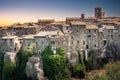 Vitorchiano - medieval ancient town in Italy, Tuscany during sunset