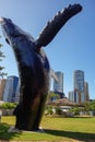 Vitoria, ES, Brazil - 11 03 23: humpback whale sculpture at Pope Square. Baleia Jubarte space