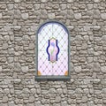 Vitrage window gothic castle wall 3d illustration render Royalty Free Stock Photo