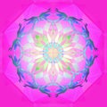 VITREAUX MANDALA, BRIGHT MANDALA, INTENSE LIGHT IN THE CENTER, GEOMETRIC SHAPE, WHITE CENTER FLOWER, PURPLE GEOMETRIC BACKGROUND,