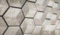 vitrified tiles in a hexagonal geometrical pattern with grey and white texture