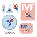 In vitro fertilisation. Collection of vector images.