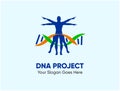 vitruvian and dna image for health doctor medicine medic researh logo design Royalty Free Stock Photo