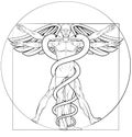 Vitruvian Man Caduceus Royalty Free Stock Photo