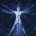 Vitruvian man of digital age. Royalty Free Stock Photo