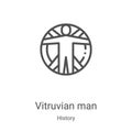 vitruvian man icon vector from history collection. Thin line vitruvian man outline icon vector illustration. Linear symbol for use