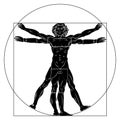 Vitruvian man silhouette stylization. Vector illustration isolated