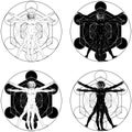 Vitruvian Man with Metatron Background