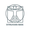 Vitruvian man vector line icon, linear concept, outline sign, symbol