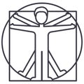 Vitruvian man vector line icon, sign, illustration on background, editable strokes