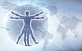 Vitruvian Man World Map Background