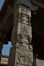 One of the many ornate stone pillars at the Vijaya Vittala Temple at Humpi