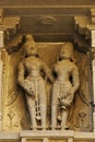 Vitthal Temple at Palashi, Parner, Ahmednagar, stone statues of Rishi on the walls in stone masonry