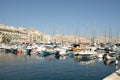 Vittoriosa, Malta, August 2019. View of the filled parking of motor ships and yachts.