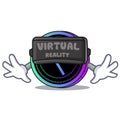 With vitual reality request network coin mascot cartoon