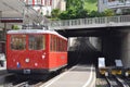 Passenger retro railway car by the platform