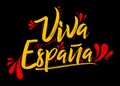 Viva Espana, Long Live Spain Spanish text, flag colors vector illustration.