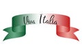 Viva Italia hand lettering text on ribbon