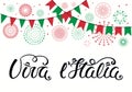 Viva l Italia lettering design with fireworks