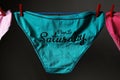 Viva la Saturday message panties on the rope, laundry