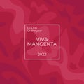 Viva Magenta color of the year 2023. Abstract luquid background with square frame.