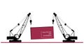 Viva Magenta. Color of the year 2023. Two self-propelled construction cranes