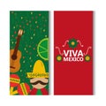 Viva mexico banner man mexican guitar lemon culture