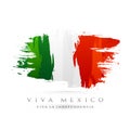 Viva Mexico Happy Independence Day text in spanish language with Mexican flag. Royalty Free Stock Photo