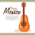 Viva mexico label with guitar