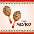 Viva mexico label with maracas