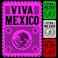 Viva Mexico mexican holiday vector poster, street decoration illustration. Royalty Free Stock Photo