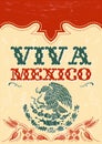 Viva Mexico Mexican Holiday Vector Poster, Vintage Western Style
