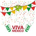 Viva mexico poster confetti garland leaves party