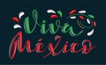 Viva Mexico. Traditional Mexican phrase holiday, lettering vector illustration for banner, poster Royalty Free Stock Photo