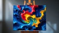 Colorful Abstract Painting on Canvas with Swirling Patterns Royalty Free Stock Photo