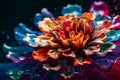 Vivid abstract floral background, colorful liquid inks in form of flower. Generative AI Royalty Free Stock Photo