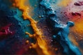 Vivid Abstract Oil Paint Textures in Bold Blue, Yellow, and Red Royalty Free Stock Photo
