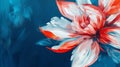 Vivid abstract painting of a red and white flower