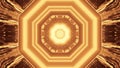 Vivid abstract psychedelic octagon corridor pattern for background with gold and brown colors Royalty Free Stock Photo