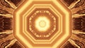Vivid abstract psychedelic octagon corridor pattern for background with gold and brown colors Royalty Free Stock Photo